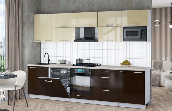 Кухонный гарнитур Интерлиния Мила Gloss 3.0-ПМ2