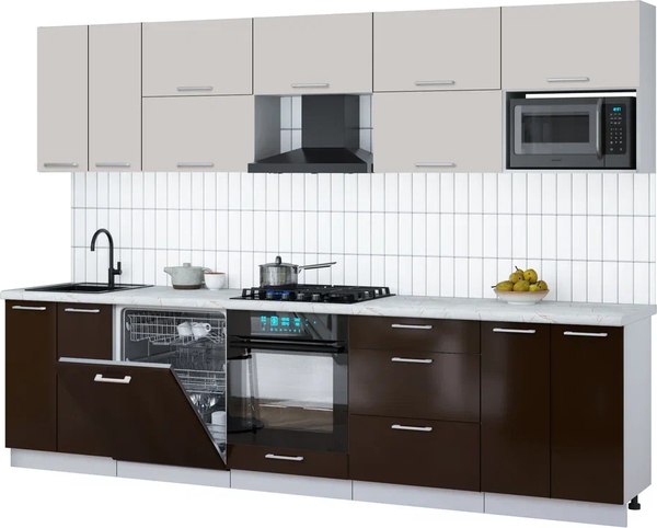 Кухонный гарнитур Интерлиния Мила Gloss 3.0-ПМ2 - фото