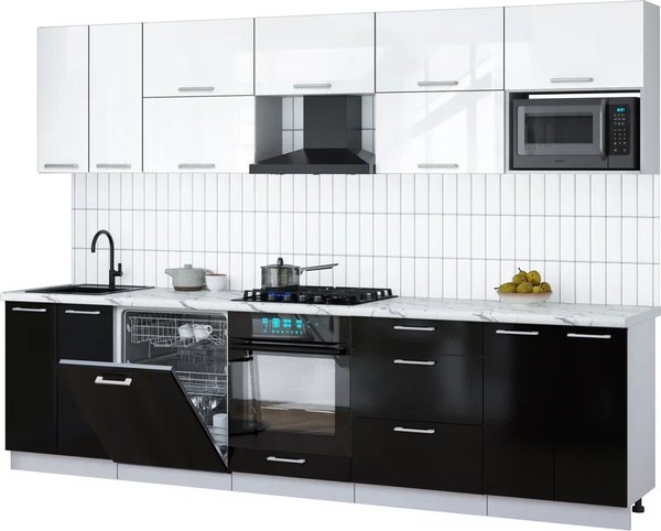 Кухонный гарнитур Интерлиния Мила Gloss 3.0-ПМ2 - фото