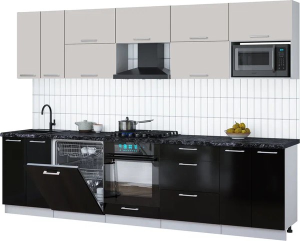 Кухонный гарнитур Интерлиния Мила Gloss 3.0-ПМ2 - фото