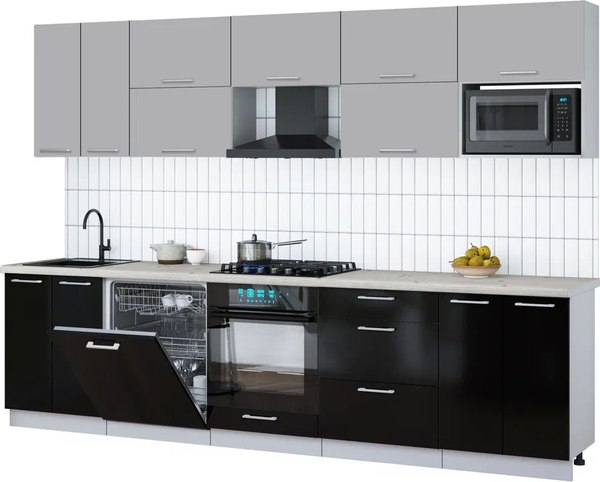 Кухонный гарнитур Интерлиния Мила Gloss 3.0-ПМ2 - фото