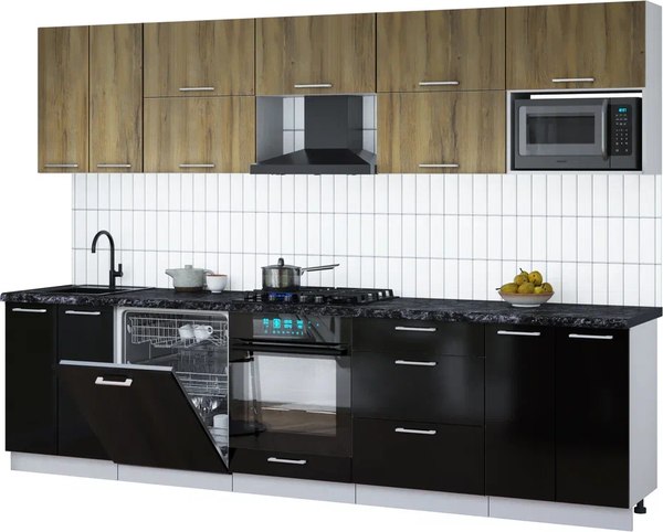 Кухонный гарнитур Интерлиния Мила Gloss 3.0-ПМ2 - фото