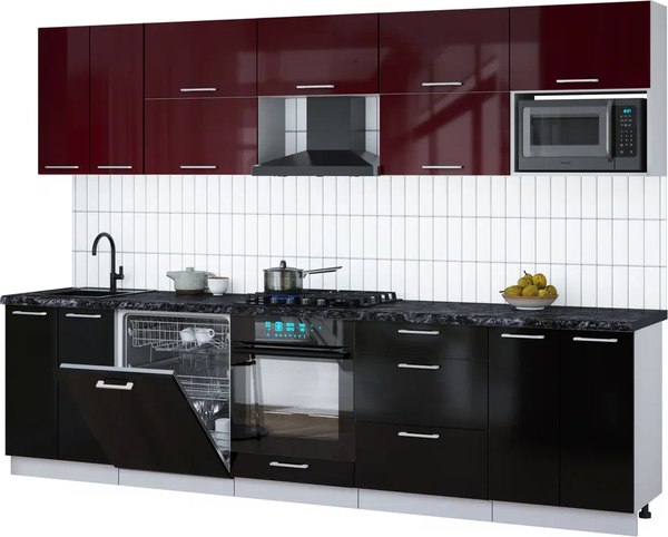 Кухонный гарнитур Интерлиния Мила Gloss 3.0-ПМ2 - фото