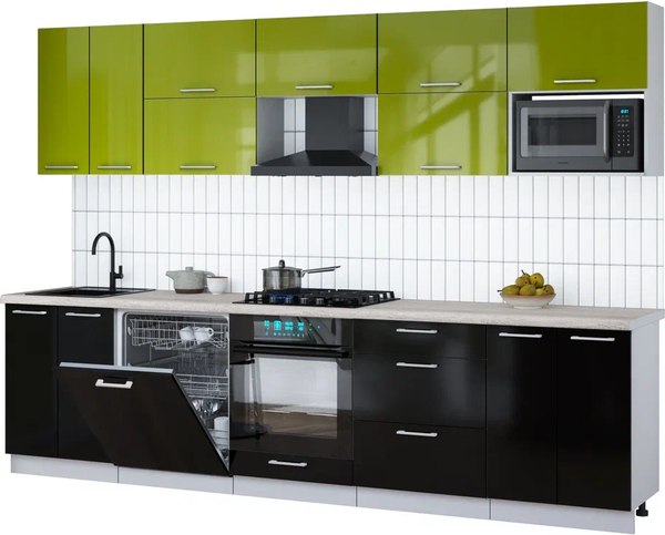 Кухонный гарнитур Интерлиния Мила Gloss 3.0-ПМ2 - фото