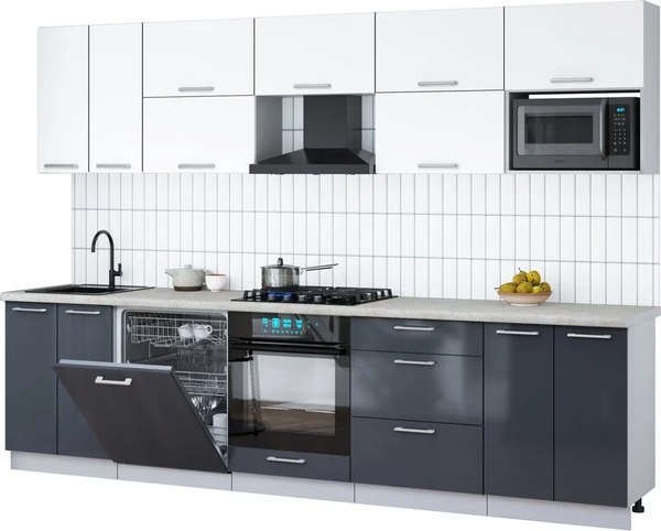 Кухонный гарнитур Интерлиния Мила Gloss 3.0-ПМ2 - фото