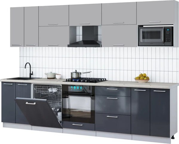 Кухонный гарнитур Интерлиния Мила Gloss 3.0-ПМ2 - фото