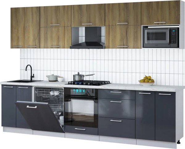 Кухонный гарнитур Интерлиния Мила Gloss 3.0-ПМ2 - фото