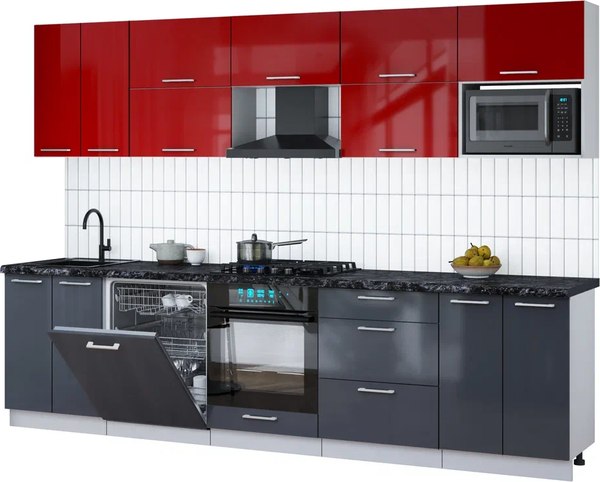 Кухонный гарнитур Интерлиния Мила Gloss 3.0-ПМ2 - фото