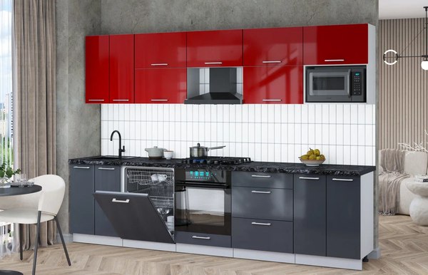 Кухонный гарнитур Интерлиния Мила Gloss 3.0-ПМ2