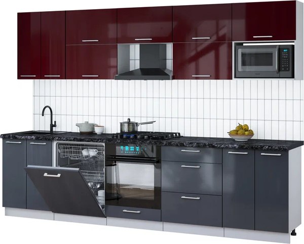 Кухонный гарнитур Интерлиния Мила Gloss 3.0-ПМ2 - фото