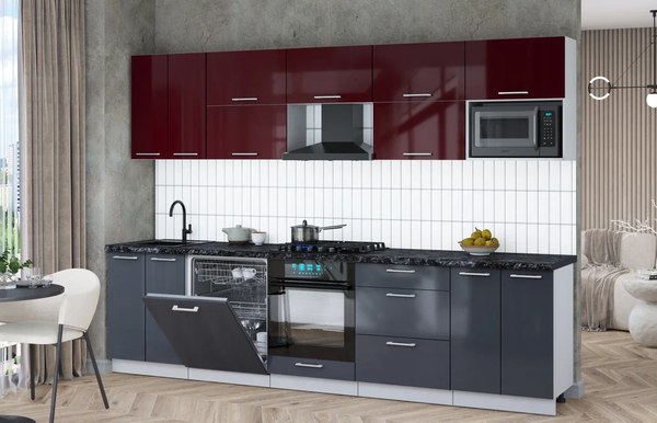 Кухонный гарнитур Интерлиния Мила Gloss 3.0-ПМ2