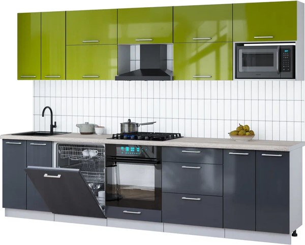 Кухонный гарнитур Интерлиния Мила Gloss 3.0-ПМ2 - фото
