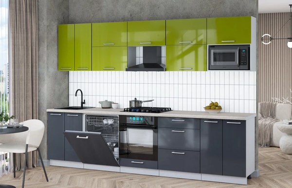 Кухонный гарнитур Интерлиния Мила Gloss 3.0-ПМ2