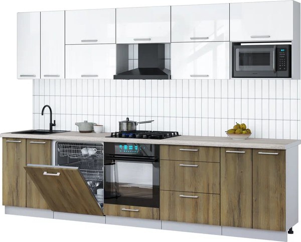 Кухонный гарнитур Интерлиния Мила Gloss 3.0-ПМ2 - фото