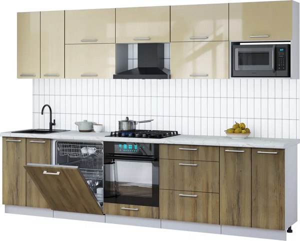 Кухонный гарнитур Интерлиния Мила Gloss 3.0-ПМ2 - фото