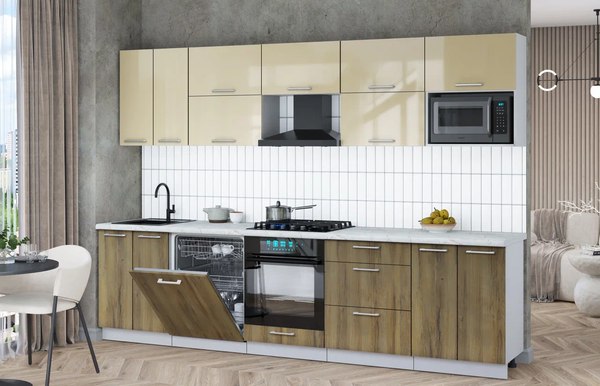 Кухонный гарнитур Интерлиния Мила Gloss 3.0-ПМ2