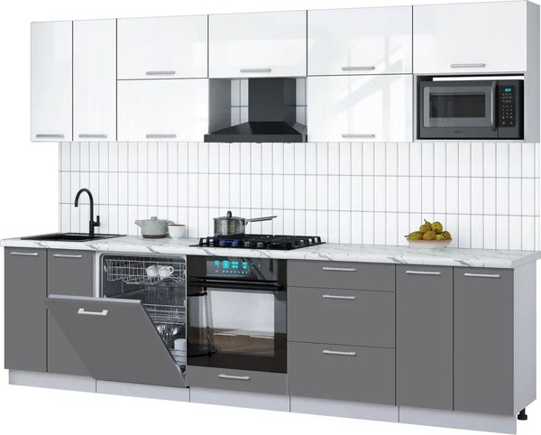 Кухонный гарнитур Интерлиния Мила Gloss 3.0-ПМ2 - фото