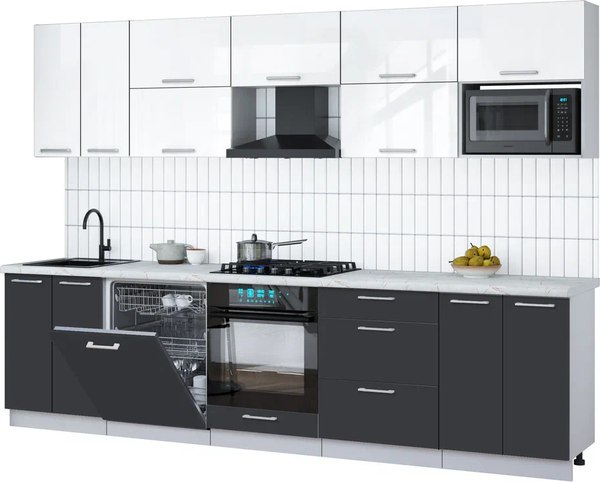 Кухонный гарнитур Интерлиния Мила Gloss 3.0-ПМ2 - фото