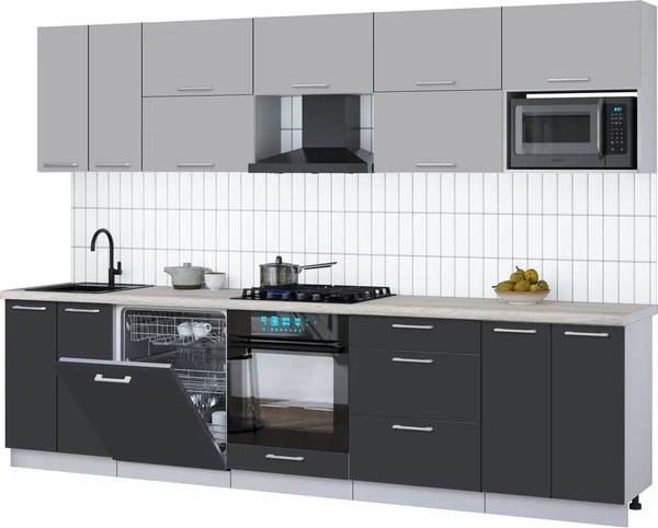 Кухонный гарнитур Интерлиния Мила Gloss 3.0-ПМ2 - фото