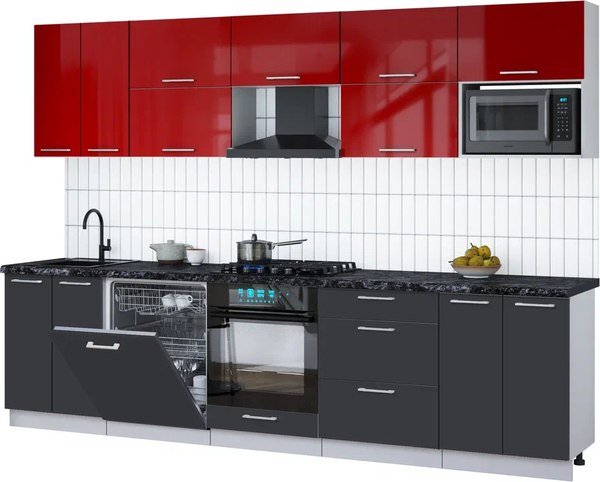 Кухонный гарнитур Интерлиния Мила Gloss 3.0-ПМ2 - фото