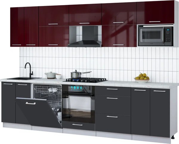 Кухонный гарнитур Интерлиния Мила Gloss 3.0-ПМ2 - фото