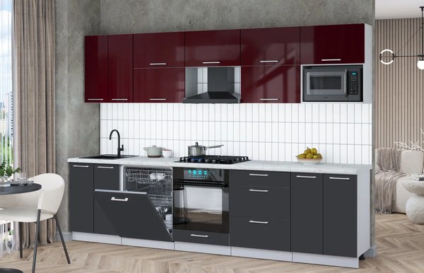 Кухонный гарнитур Интерлиния Мила Gloss 3.0-ПМ2