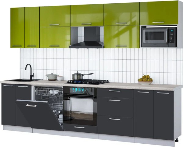 Кухонный гарнитур Интерлиния Мила Gloss 3.0-ПМ2 - фото