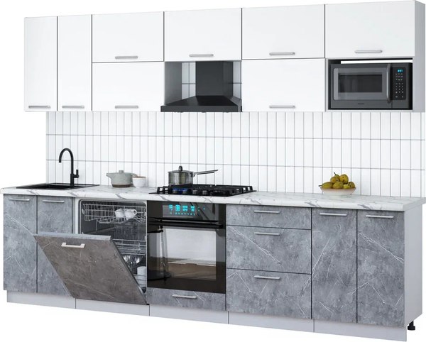 Кухонный гарнитур Интерлиния Мила Gloss 3.0-ПМ2 - фото