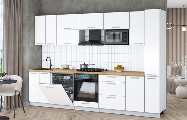 Кухонный гарнитур Интерлиния Мила Gloss 3.1-ПМ2