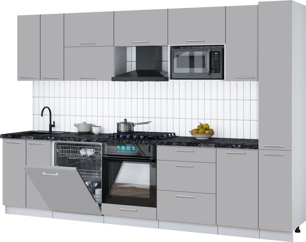 Кухонный гарнитур Интерлиния Мила Gloss 3.1-ПМ2 - фото