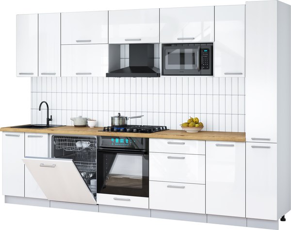 Кухонный гарнитур Интерлиния Мила Gloss 3.1-ПМ2 - фото