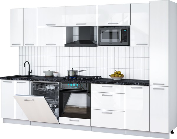 Кухонный гарнитур Интерлиния Мила Gloss 3.1-ПМ2 - фото