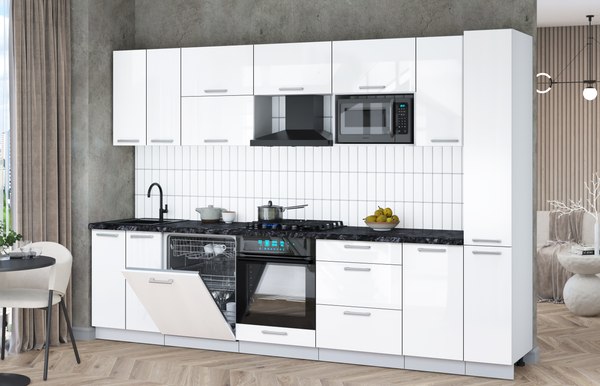 Кухонный гарнитур Интерлиния Мила Gloss 3.1-ПМ2