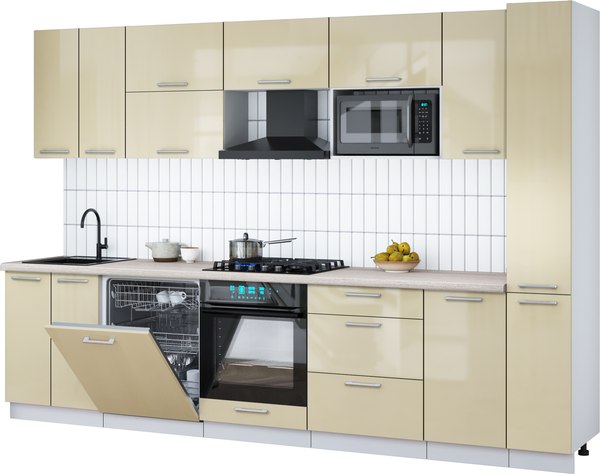 Кухонный гарнитур Интерлиния Мила Gloss 3.1-ПМ2 - фото