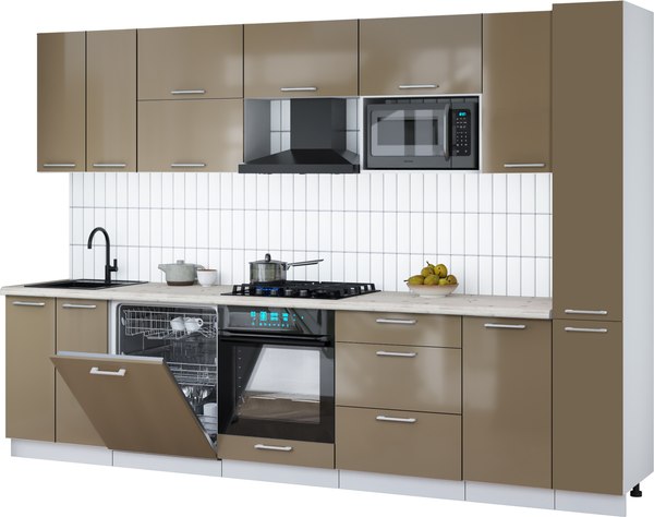 Кухонный гарнитур Интерлиния Мила Gloss 3.1-ПМ2 - фото