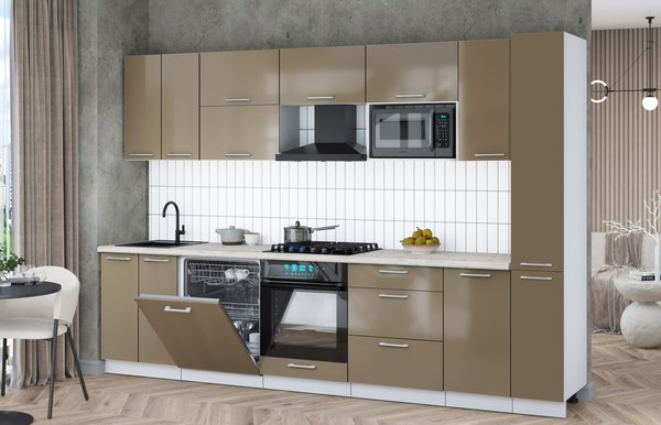 Кухонный гарнитур Интерлиния Мила Gloss 3.1-ПМ2