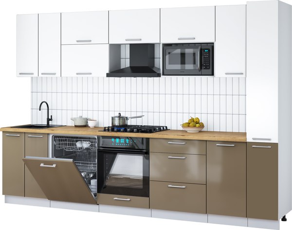 Кухонный гарнитур Интерлиния Мила Gloss 3.1-ПМ2 - фото