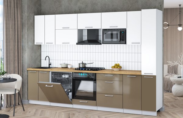 Кухонный гарнитур Интерлиния Мила Gloss 3.1-ПМ2