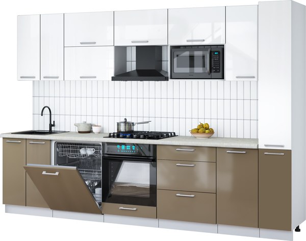 Кухонный гарнитур Интерлиния Мила Gloss 3.1-ПМ2 - фото
