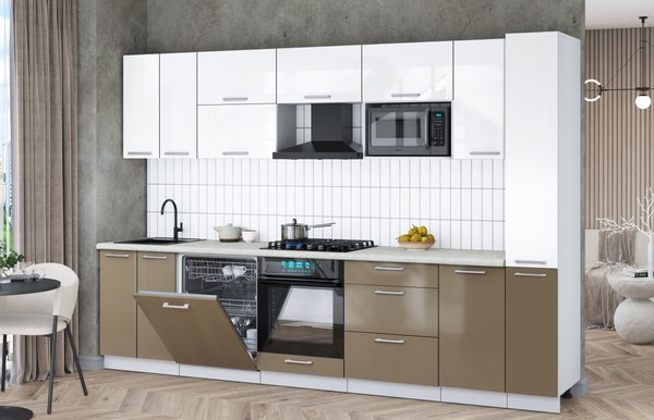 Кухонный гарнитур Интерлиния Мила Gloss 3.1-ПМ2