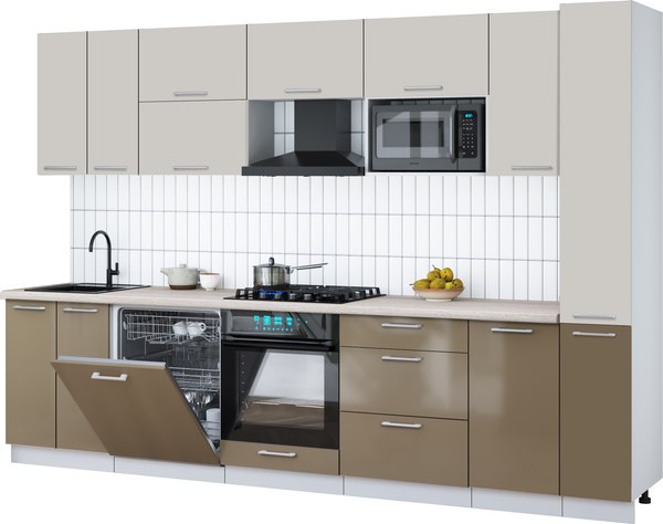 Кухонный гарнитур Интерлиния Мила Gloss 3.1-ПМ2 - фото