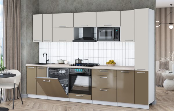 Кухонный гарнитур Интерлиния Мила Gloss 3.1-ПМ2