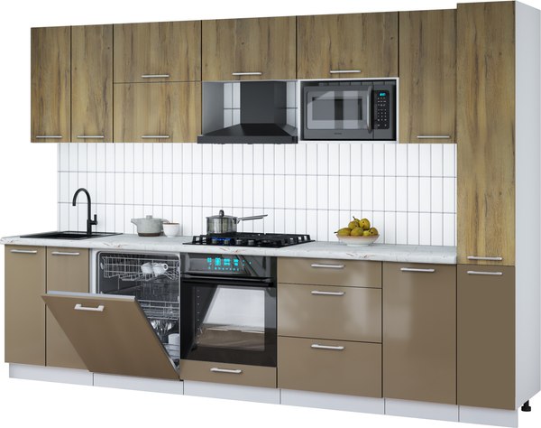 Кухонный гарнитур Интерлиния Мила Gloss 3.1-ПМ2 - фото