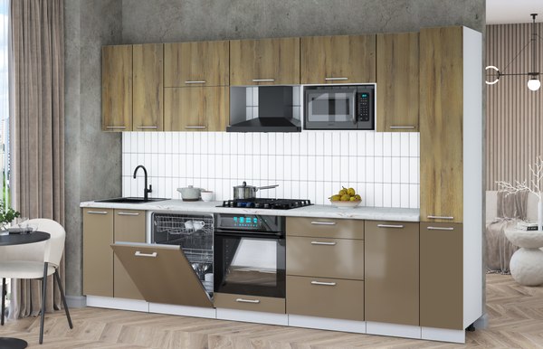 Кухонный гарнитур Интерлиния Мила Gloss 3.1-ПМ2