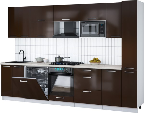 Кухонный гарнитур Интерлиния Мила Gloss 3.1-ПМ2 - фото