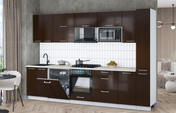 Кухонный гарнитур Интерлиния Мила Gloss 3.1-ПМ2