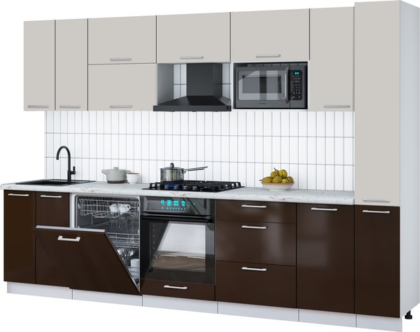 Кухонный гарнитур Интерлиния Мила Gloss 3.1-ПМ2 - фото