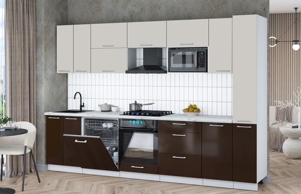 Кухонный гарнитур Интерлиния Мила Gloss 3.1-ПМ2