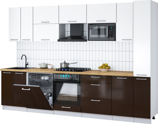 Кухонный гарнитур Интерлиния Мила Gloss 3.1-ПМ2 - фото