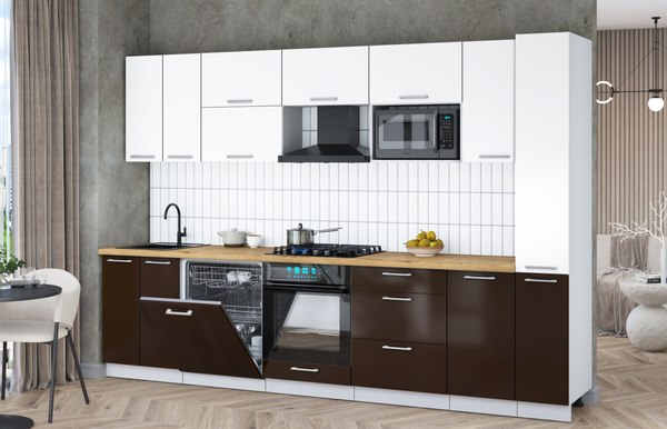 Кухонный гарнитур Интерлиния Мила Gloss 3.1-ПМ2